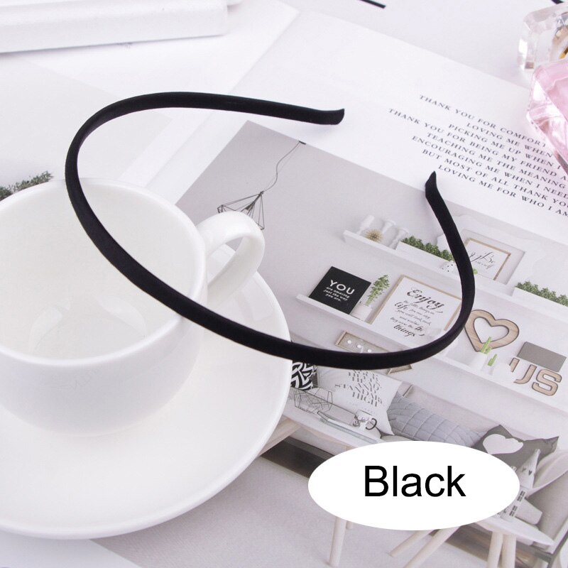 10 sztuk zwykły stałe 5MM satynowa pokryte żywicy Hairbands ze stali nierdzewnej pałąk akcesoria do włosów dla dorosłych dzieci prezent: black