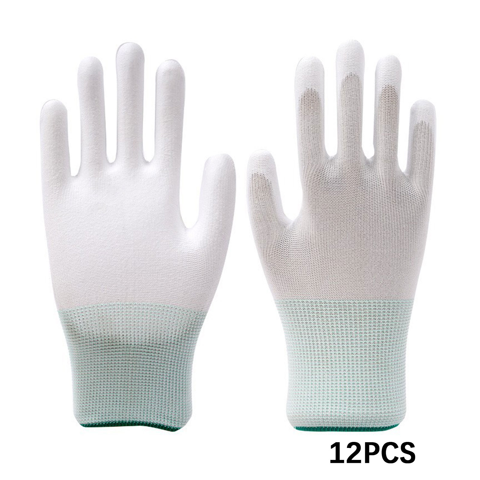 12 par antistatiska handskar nylon esd arbetshandskar pu-belagda handflata-/fingrar bärbara slitstarka isolerade handskar: Beige