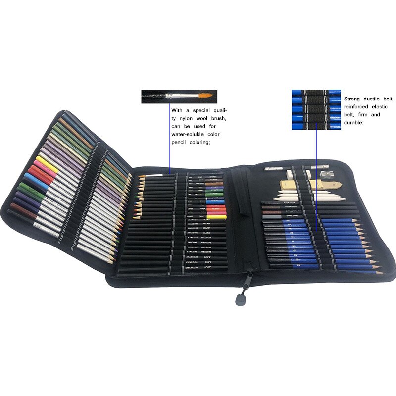 72pcs Sketching Drawing Pencils Set Art Charcoal Pencil Artists Painting Draw Sketch Kit for Painter School Student Art Supplies