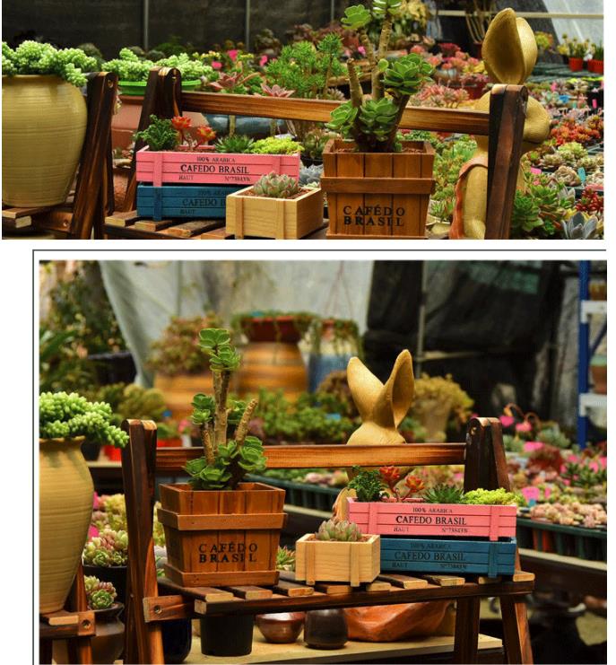 Maceta decorativa Vintage para plantas de jardín, cajas de madera suculentas, mesa rectangular, dispositivo de jardinería, color rosa y negro, novedad