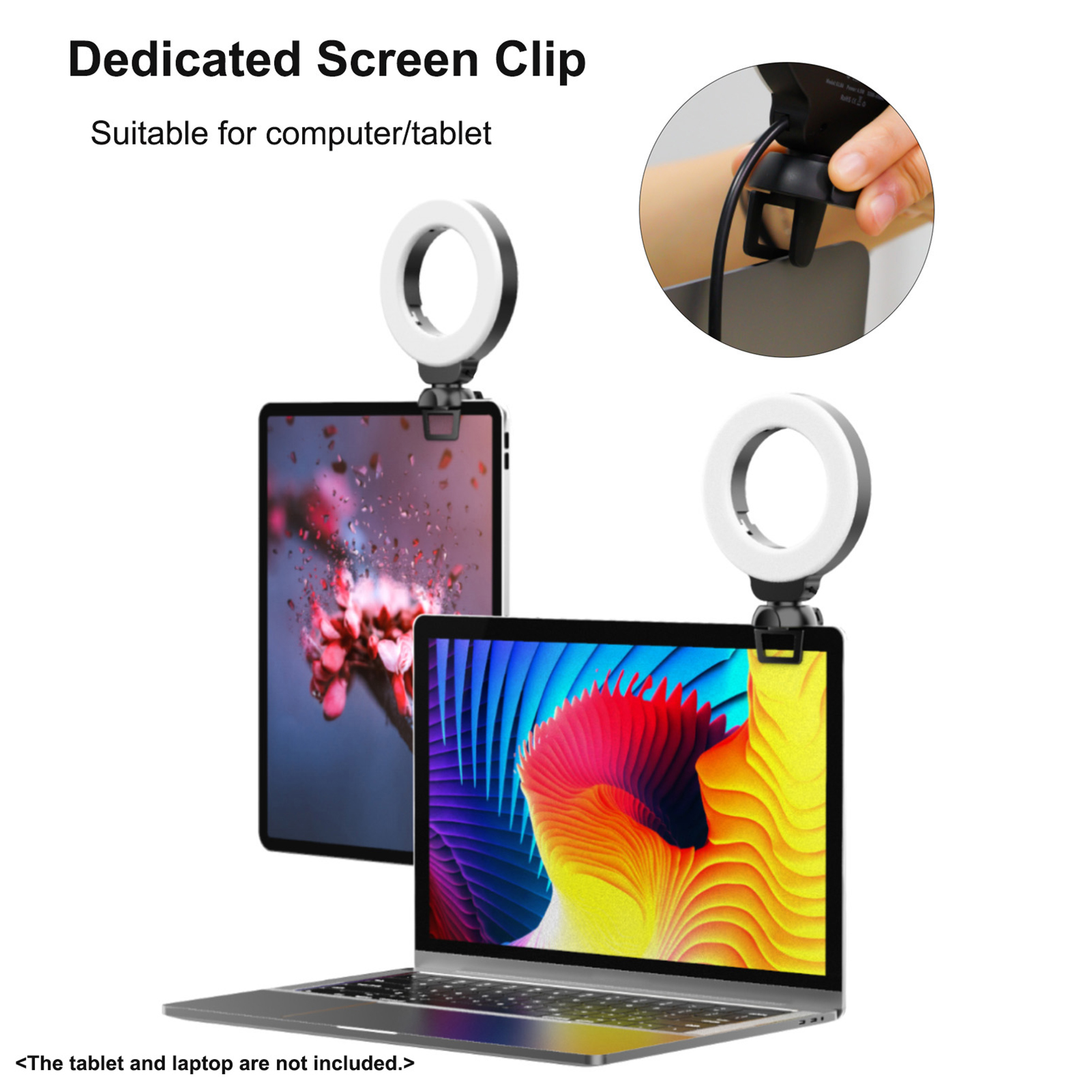 VIJIM CL06 Mini 4 Zoll LED Ring Licht Clip-auf Laptop Video Konferenz Beleuchtung 3 Beleuchtung Modi 3200K-6500K Dimmbare USB angetrieben