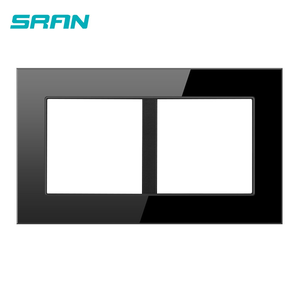 SRAN Blank panel with Installing iron plate 146mm*86mm white crystal tempered glass switch socket panel