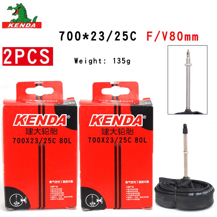 2 PCS Kenda Bicicleta Tubo Interno 700X23/25C Americano válvula válvula Francês 700C Ciclismo Mountain Bike Butil peças de borracha de Pneu: 700X23-25C  FV80mm