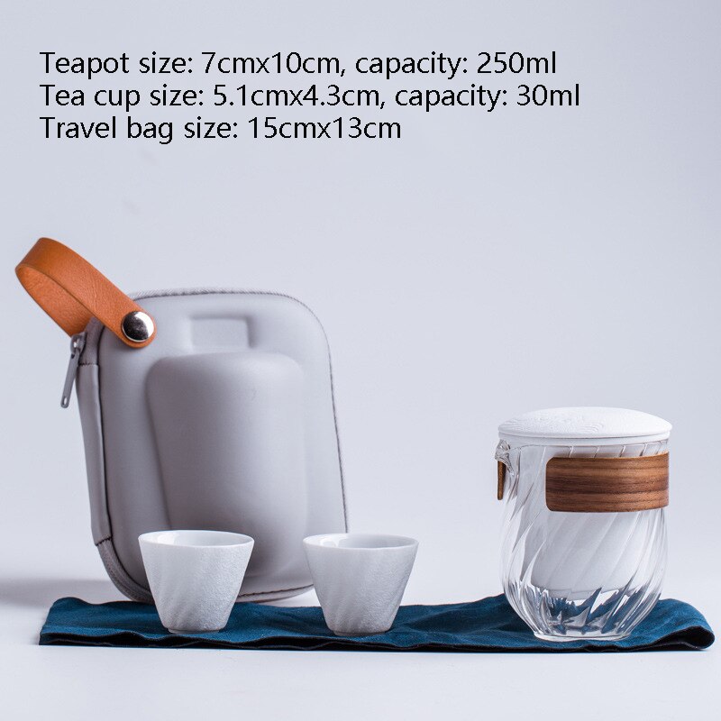 Ceramic teapot with One Pot Three Cups One storage tank gaiwan teacup a tea sets portable travel tea set drinkware: A