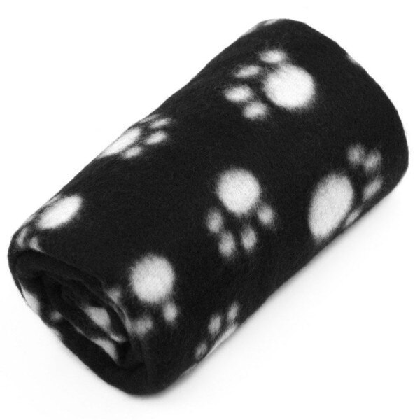 Mascota pezuña de gato y perro de lana con dibujo manta acogedora estera Floral mascota dormir pata imprimir cachorro polar suave manta camas Mat: Black