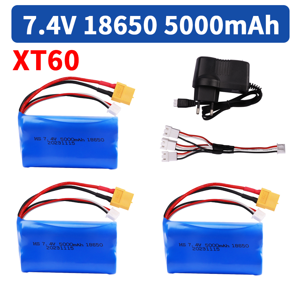 Batería Para Henglong 3818 3819 3838 3839 3889 3898 3899 3908 3918 3938 3939 1/16 7,4 5000 tanque RC V mAh batería de iones de litio con enchufe XT60: Blanco