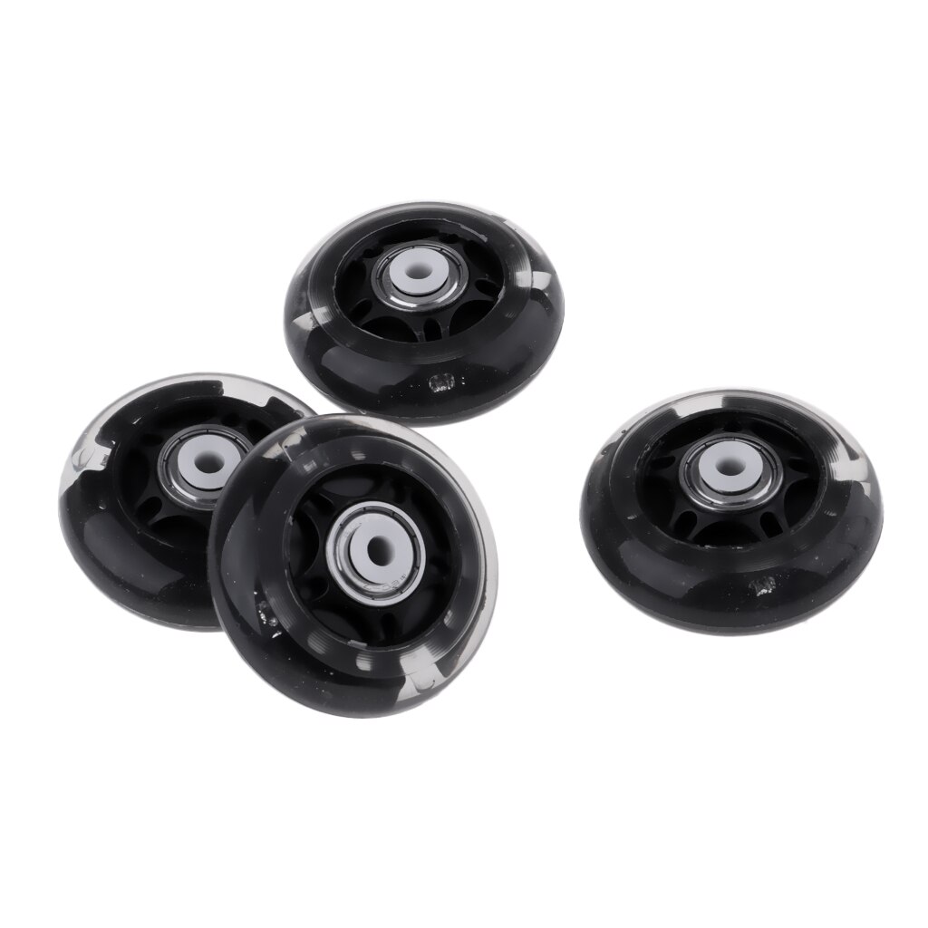 4-Pack 64Mm Inline Skate Wielen Inline Skates Vervanging Wheel Met Lagers Voor Mannen Vrouwen Outdoor Schaatsen Accessoires: Black