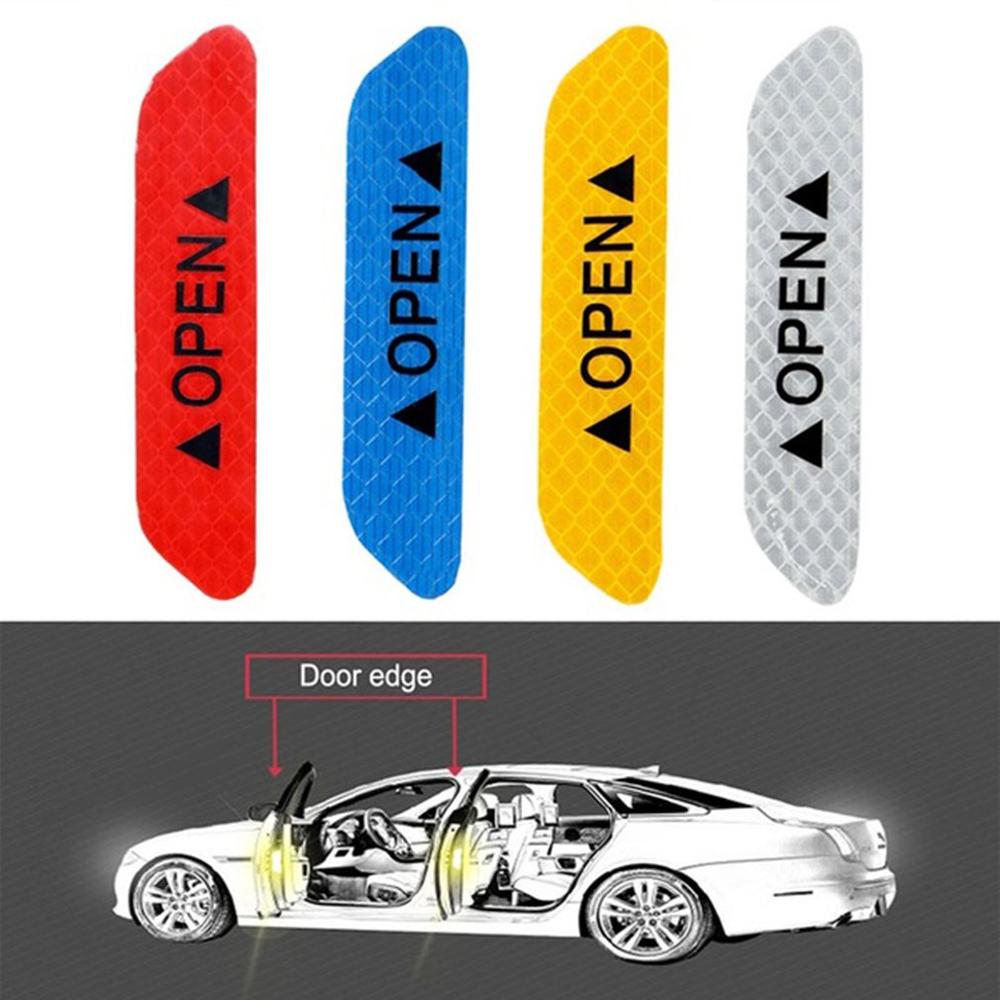 4PCS/SET Car Styling Warning Car Sticker Affixed To The Door To Open The Door Crash Safety Warning Stickers Reflective