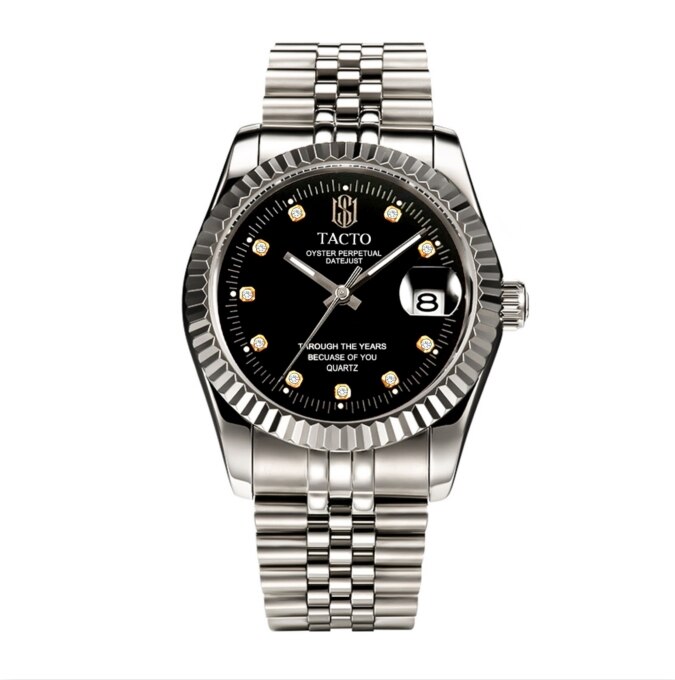Holuns uhr herren uhren 316L stahl uhr diamanten Miyota quarz business männlichen armbanduhr kalender datum 50M wasserdichte: TACTO 40mm-6