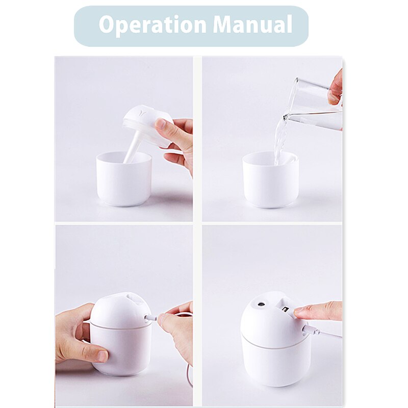 250ML Mini Air Humidifier USB Aroma Essential Oil Diffuser Ultrasonic Mist Maker with LED Night Lamp Diffuser For Home Car