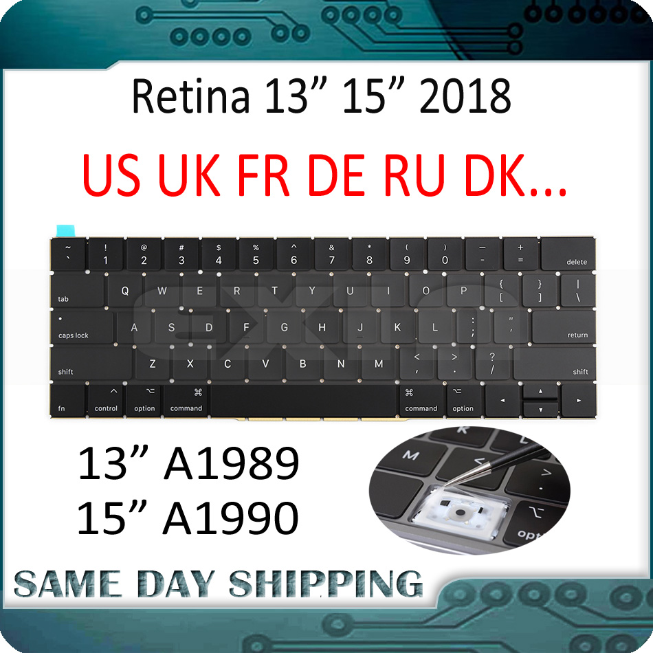 A1989 A1990 Toetsenbord US UK Engels voor Macbook Pro 13 "15" Toetsenbord MR9Q2 MR932 MR942 EMC 3124 EMC 3215