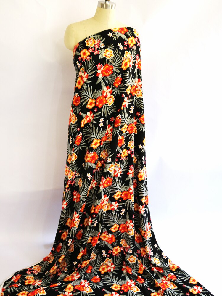 100Cm * 145Cm Planten Hawaii Stof Zacht Zomer Jurk Materiaal Viscose Poplin