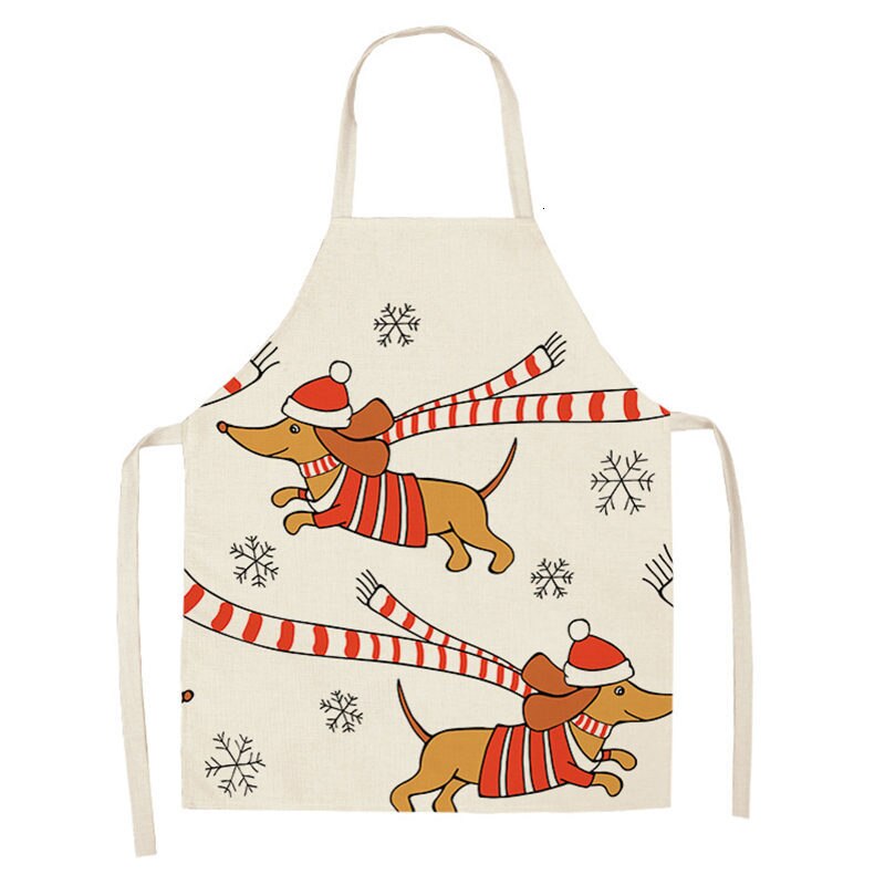 Bulldog Teckel Gedrukt Keuken Schort Voor Vrouw Mouwloos Katoenen Linnen Bib 53*65Cm Thuis Koken Bakken Schoonmaken Tool WQ0037: 2WQ-WQ0028-4