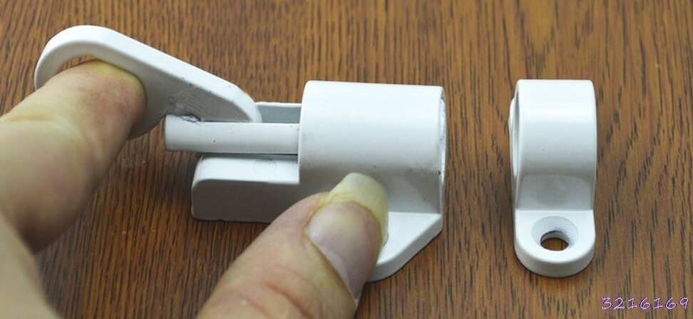 Venster Gate Beveiliging Pull Ring Lente Bounce Deur Bolt Aluminium Klink Wit