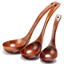 Vajilla de Cocina de madera Natural con mango grande y largo, vajilla para Catering, utensilios de cocina, cuchara, suministros de cocina 1 unidad