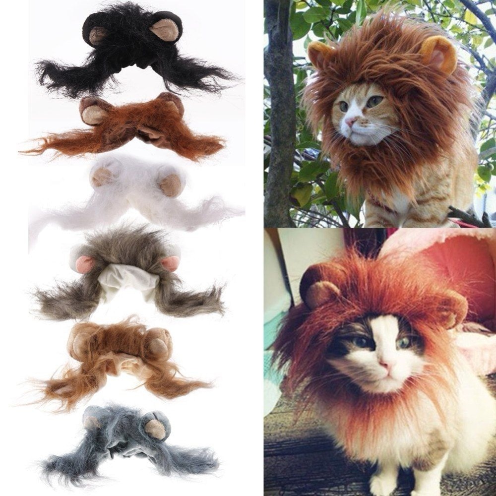 Perruque pour chat mignon, crinière de lion, déguisement d'halloween, déguisement de noël avec oreille, déguisement