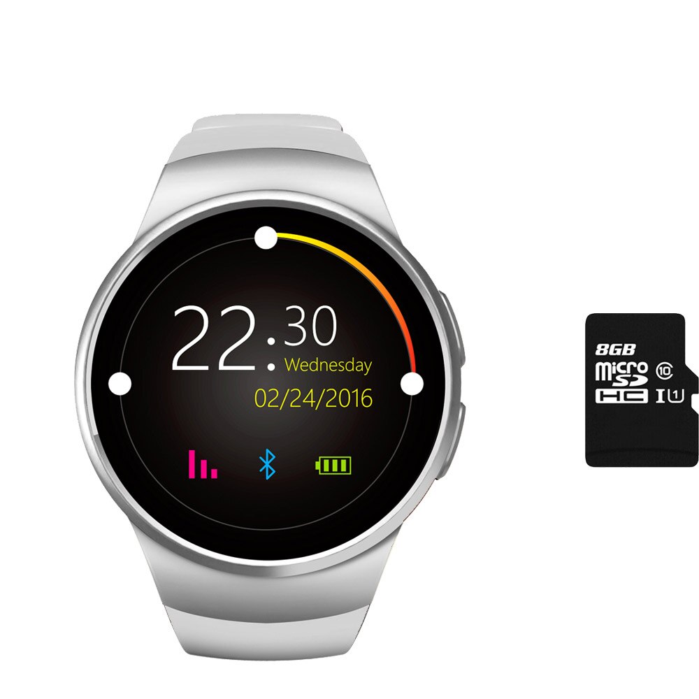 Chronomètre KW18 + horloge montre intelligente Android Tracker santé MTK2502c Bluetooth Notification prise en charge SIM TF carte pour Samsung Xiaomi: Silver with 8G