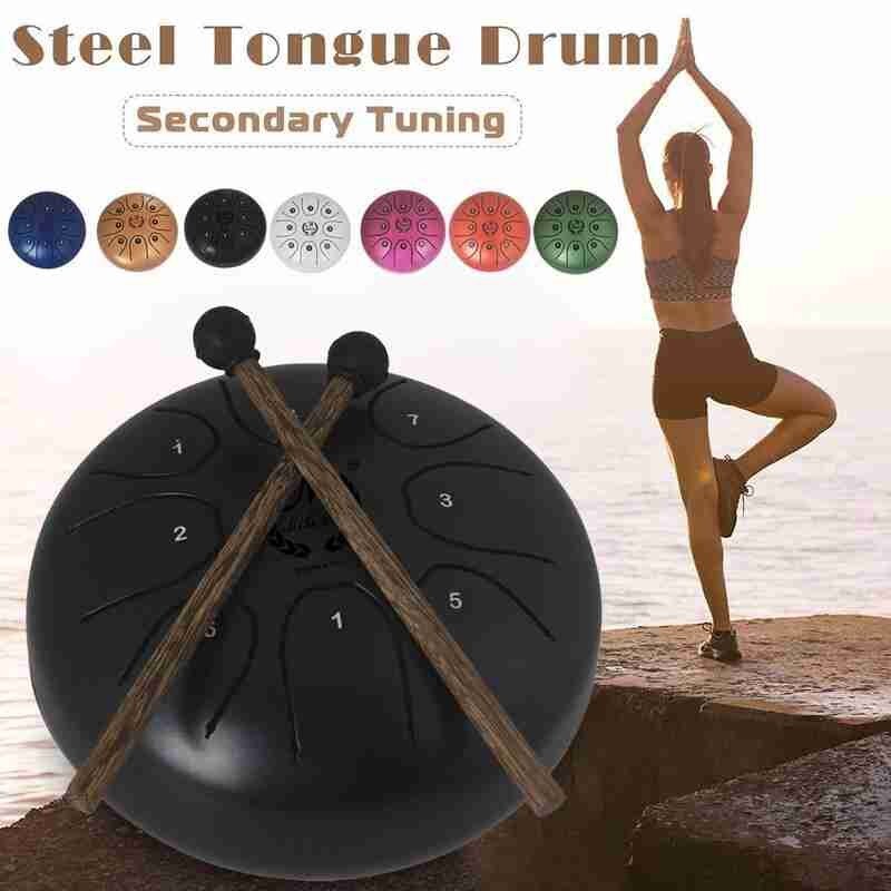 5.5 Inch Mini Worry Free Drum 8-tone Tongue Drum Steel Hand Pan Drum Percussion Instrument Carry Bag Ethereal Worry Free Drum