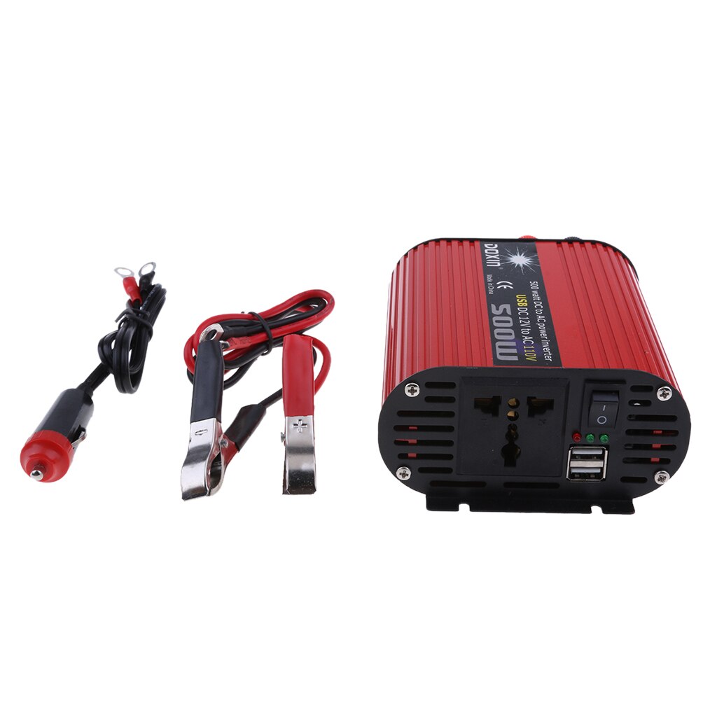 Premium US Plug 500W Car Power Inverter LED Indicator 12V To 110V Modified Sine Wave Converters