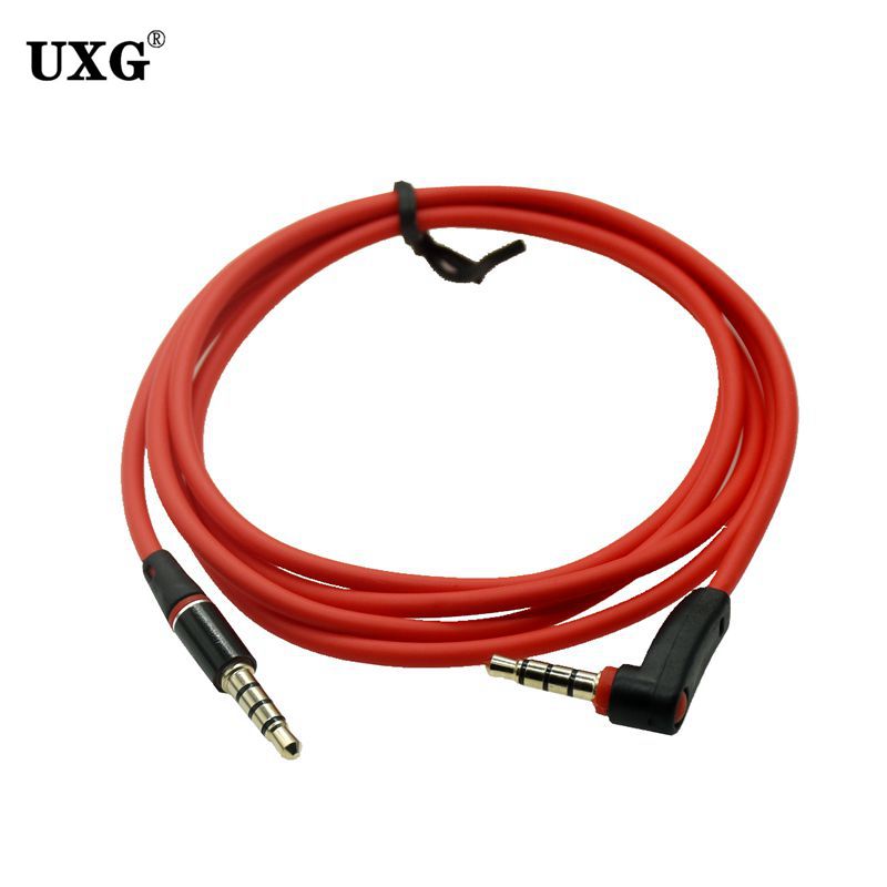 3,5 mm Jack 4-biegunowy kabel audio 3,5 męski do męskiego Kabel audio 90 stopni pod kątem prostym AUX Speakon do słuchawek samochodowych MP3/4 Przewód: Czerwony / 1 m