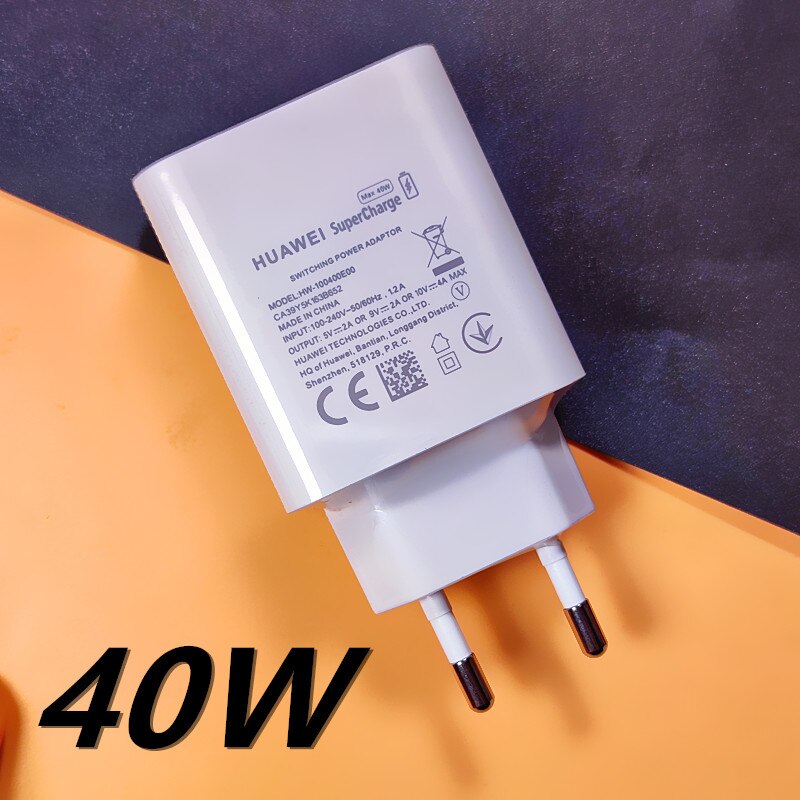 Original Huawei 40W Aufzurüsten USB Schnelle Ladegerät 10V 4A Adapter 5A Typ C Kabel für Honor 10 Magie p20 P30 pro p40 pro mate 30: Only EU charger