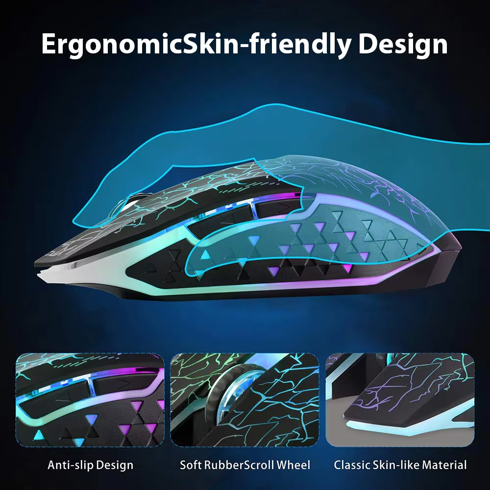 2,4 G Bluetooth Drahtlose Maus Wiederaufladbare 7 Farben RGB LED Hintergrundbeleuchtung Gaming Maus Ergonomische Mäuse für Gamer Computer Laptop iPad