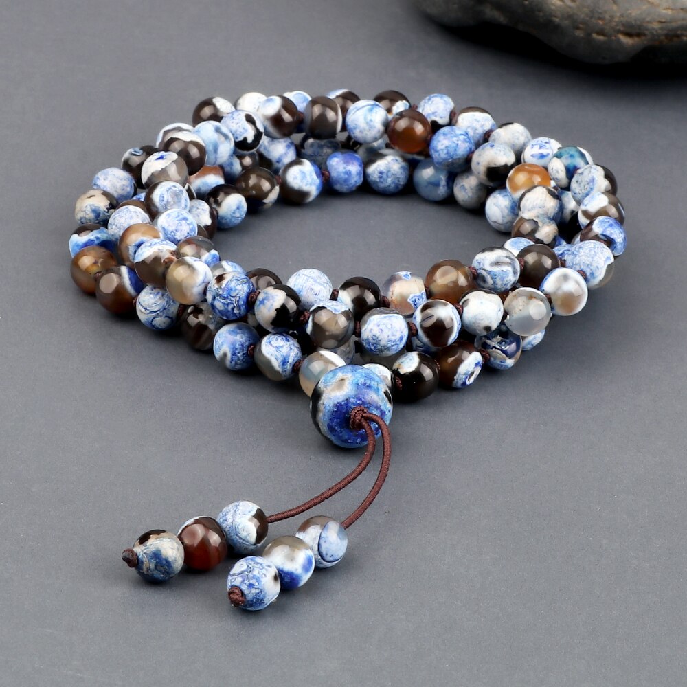 Pulsera con cuentas de Lava volcánica Natural para hombre y mujer, collar con cuentas, piedra de ojo de Tigre, malaquita, Yoga, energía, 108