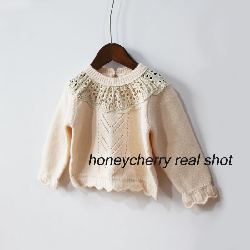 Herfst En Winter Meisjes Hollow Gebreide Lace Trui Warme Kinderen Alle-Match Basis Trui Meisje Trui
