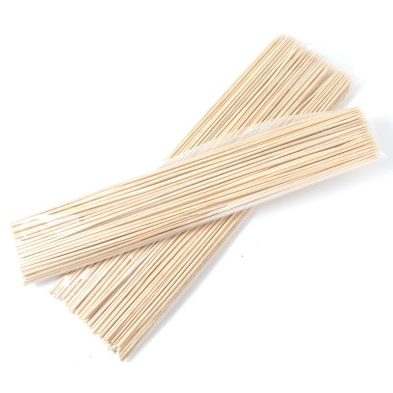 100-200Pcs Bbq Gereedschap Lange Bamboe Spiesjes Sticks Bbq Candy Stickers Twister Katoen Floss Bbq Accessoires Restaurant 30cm * 2.5Mm