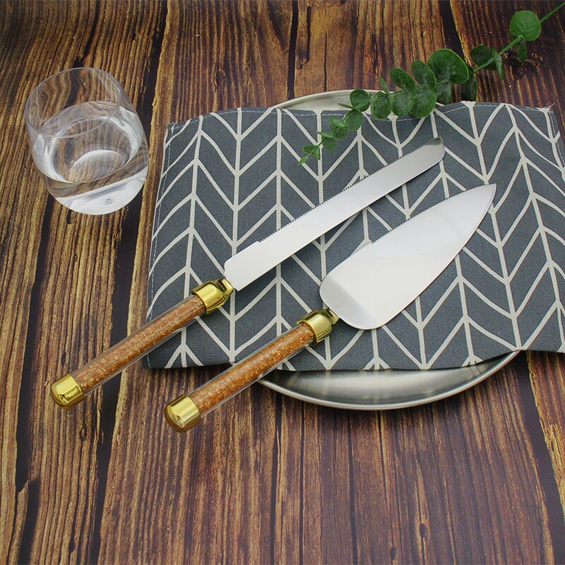  2pcs Wedding Cake Knife Server Set Stainless Steel Crystals Handle Cake Spatula Cutter Birthday Party Dinnerware Christmas