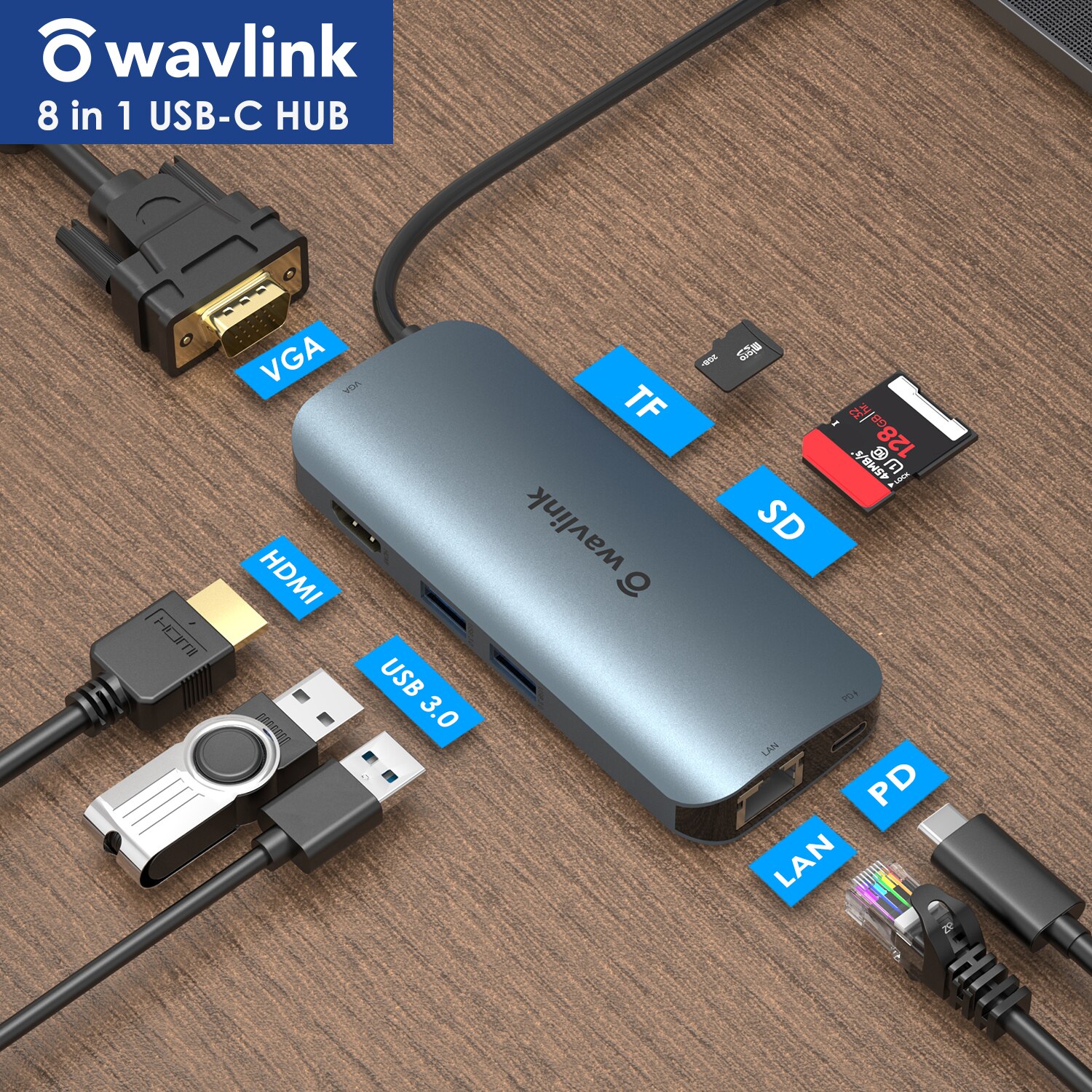 Wavlink USB-C Centrum kompatybilny z HDMI adapter wideo konwerter sygnału rodzaj-c mini stacja dokująca dla systemu okna prochowiec OS rozdzielacz Centrum na USB