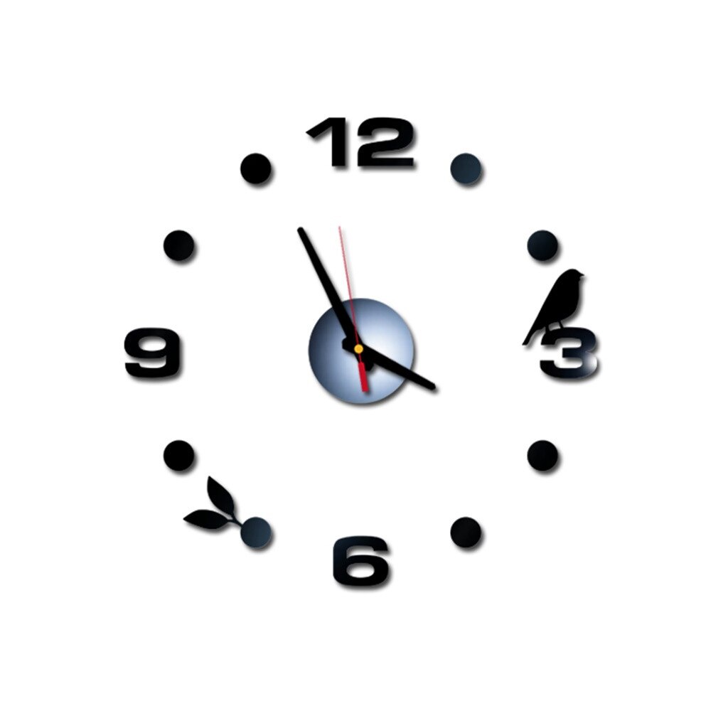 Horloge murale 3D à miroir en acrylique avec chiffres romains à imprimer, autocollants, chiffres romains, décoration de la maison, # GH: Black