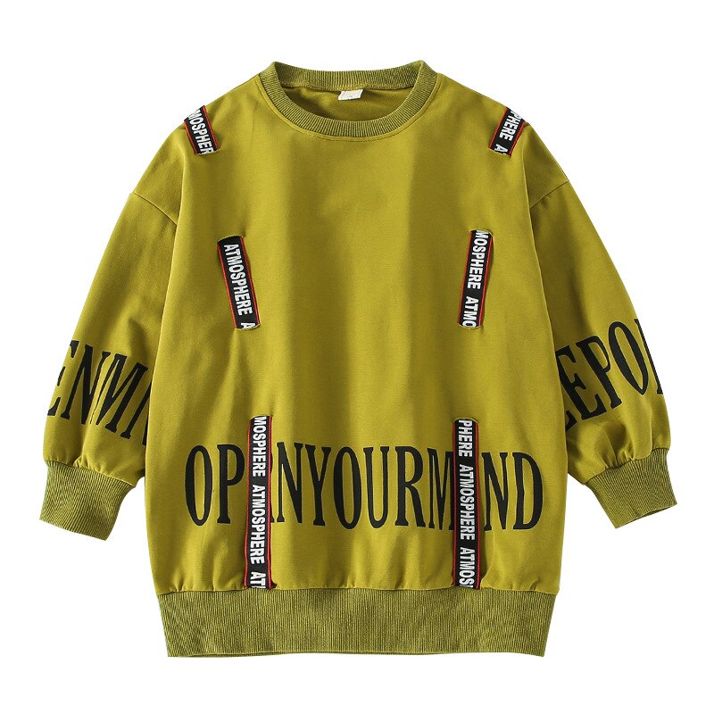 Småbørns sweatshirts til piger teenager hættetrøjer piger efterårs sweater skjorte børnetøj løse langærmede afslappede toppe 10 12 13y: Grøn / 12