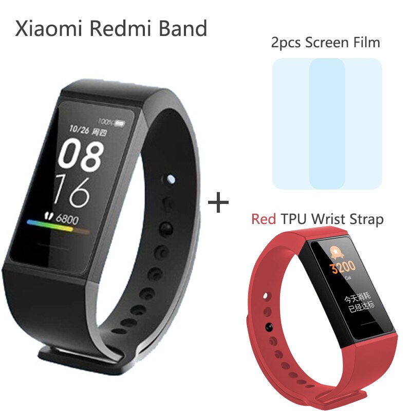 Original Xiaomi Redmi Band Smart Wristband Heart Rate Fitness Sport Tracker Bracelet Multiple Face 1.08 Color Touch Screen: Black n Red Strap