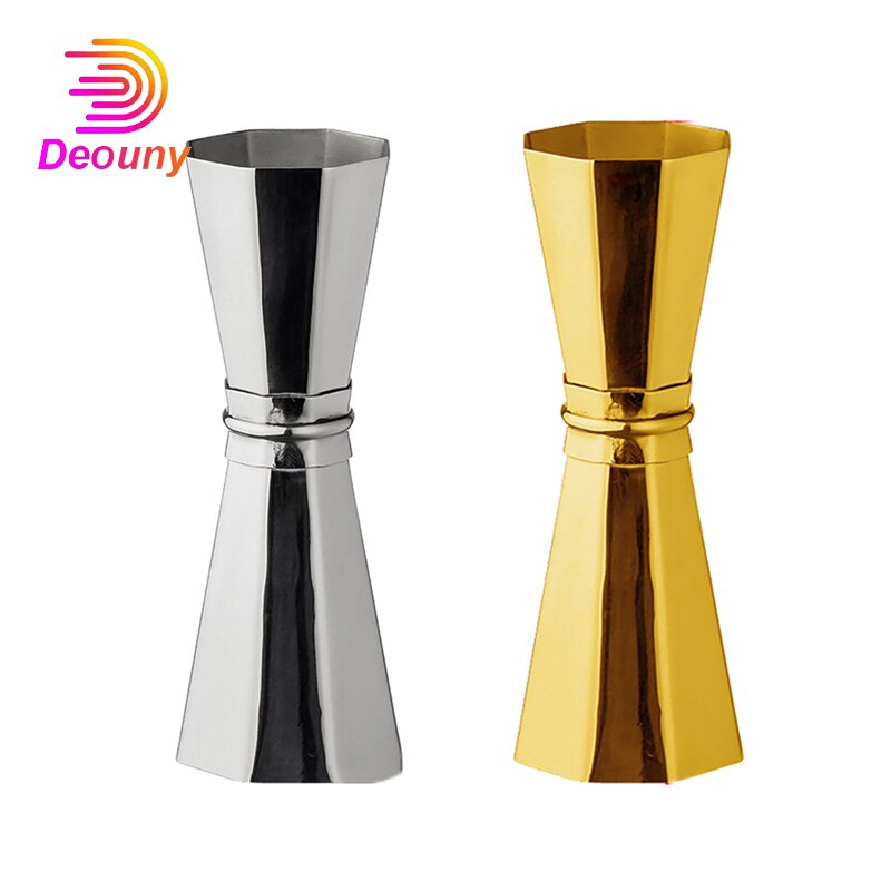 DEOUNY 1/1,5 UNZEN Jigger Bar Werkzeug Barmann Edelstahl Achteck Sauerei Cocktail Jigger Kupfer Überzogene Tasse Barmann Accesorios