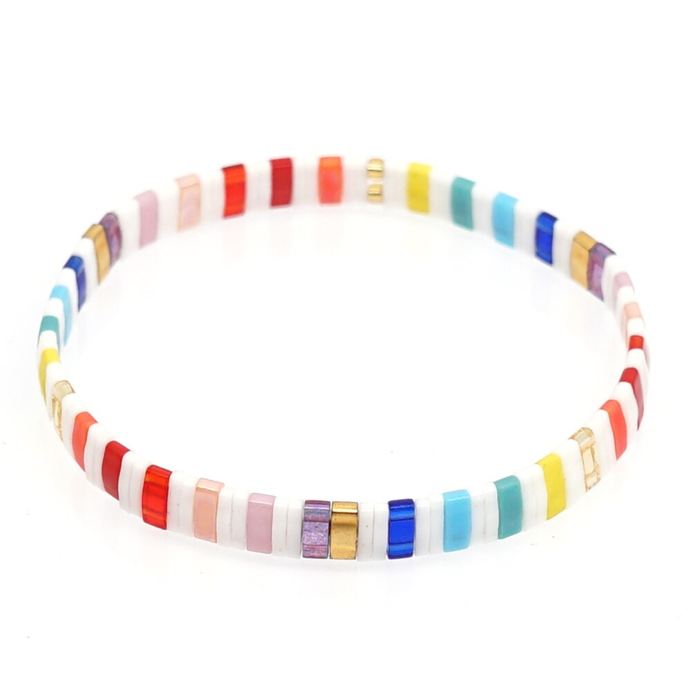 Go2boho Regenboog Armband Miyuki Tila Armbanden Vrouwen Glazen Kralen Sieraden Boho Summer Beach Dames Armband: TL-B190089G