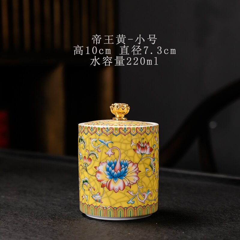 Colorful Ceramic Tea Caddies Large Handmade Porcelain Coffee Sugar Storage Jars Tea Caddies Home Caja De Te Home Garden DG50TC: yellow small