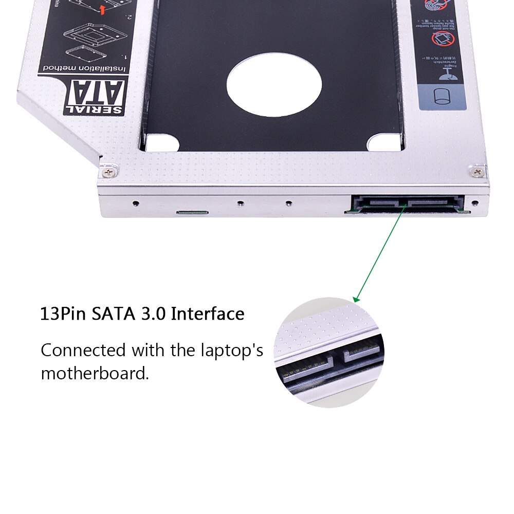 Chipal magnesiumlegierung 2nd hdd caddy 12.7mm sata 3.0 für 2.5 "ssd-gehäuse festplattengehäuse für laptop cd dvd rom optibay