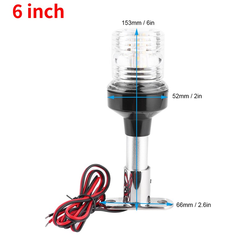 6/8/10/12 Inch 12 ~ 24V Marine Boot Led Navigatie Verlichting Waterdicht Stern Anker Licht 4500K Warm Wit Lamp: 6 inch