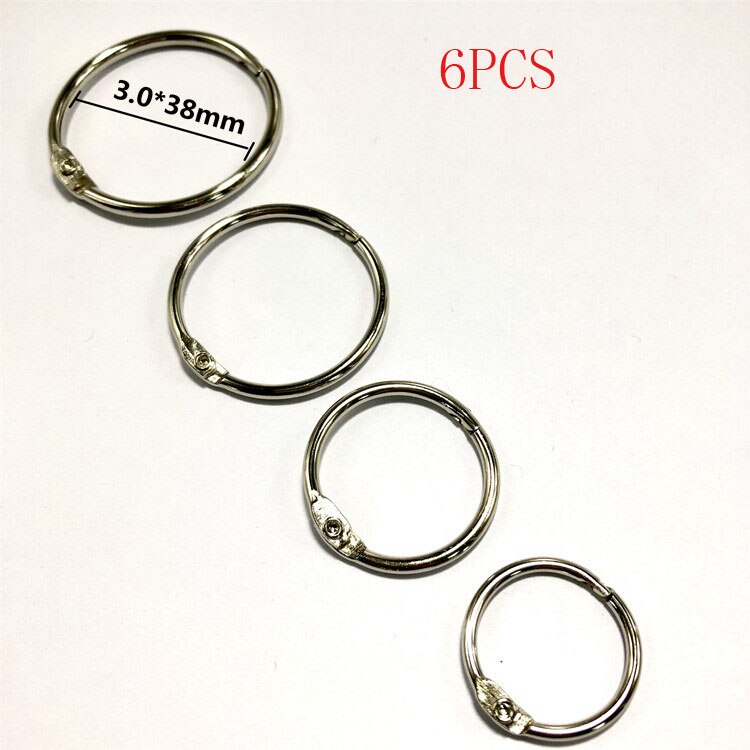 Silver Metal Binder 16-76mm DIY Binder Bookshelf Opening Office Binding Supply Album: 6PCS38MM