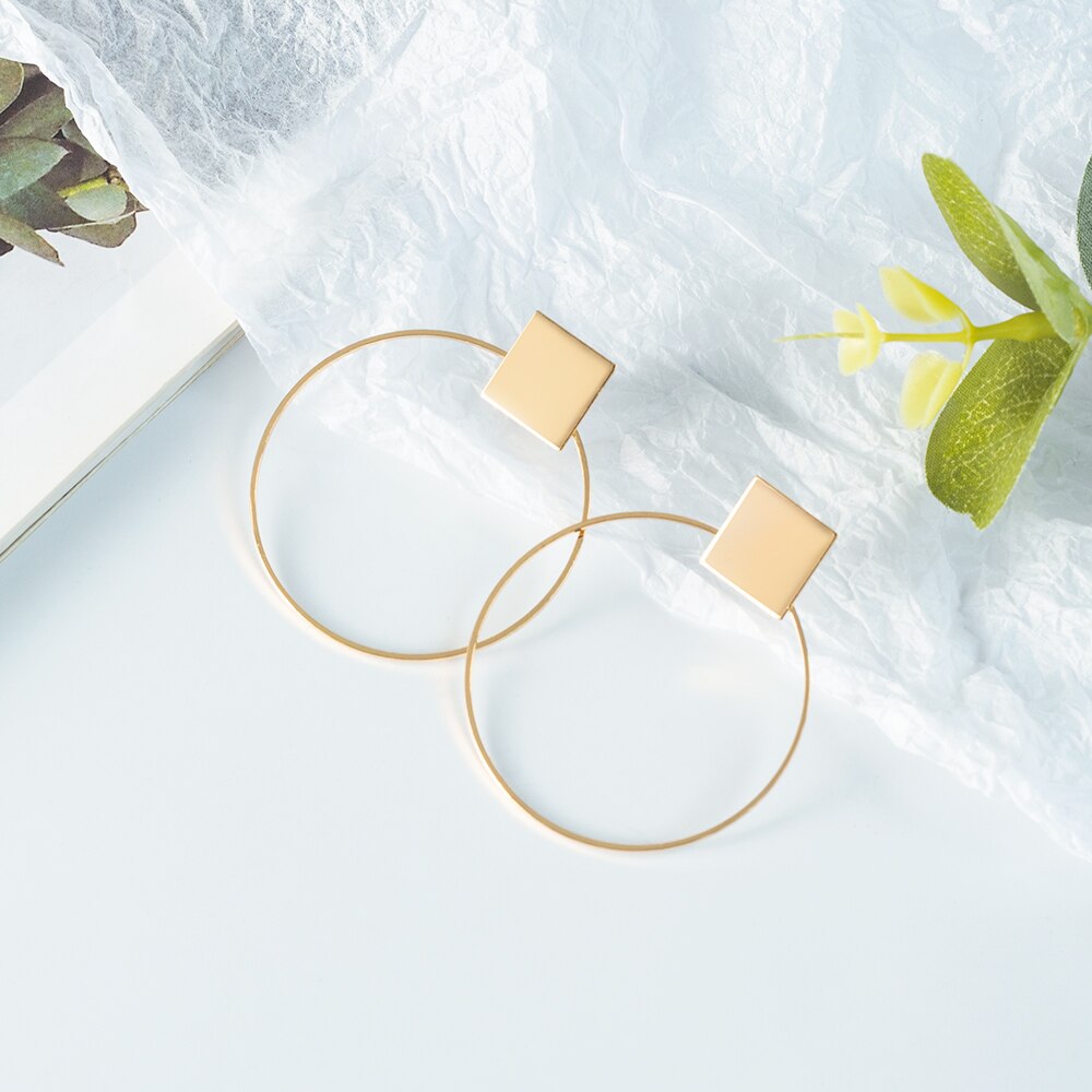 X & P Ronde Dangle Koreaanse Oorbellen Voor Vrouwen Geometrische Ronde Hart Gouden Oorbel Bruiloft Oorbellen sieraden: Gold 5