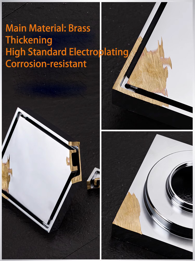 Brass Floor Drain, Metal Grey Color, Washing Machine, Bathroom, Shower, Invisible, Long Strip, Bathroom