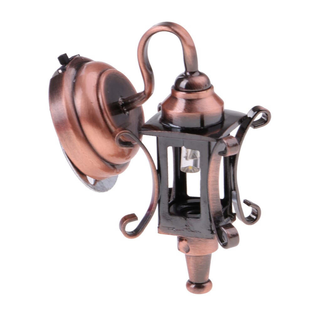12th Dolls House Miniatue Copper Metal Lamp Outdoor Wall Light Lighting LED
