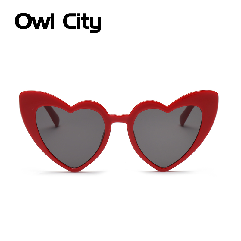 Owl City Heart Sunglasses Women Vintage Red Hearts Shaped Sunglass Ladies Retro Brand Eyewear 90s for Female Shades