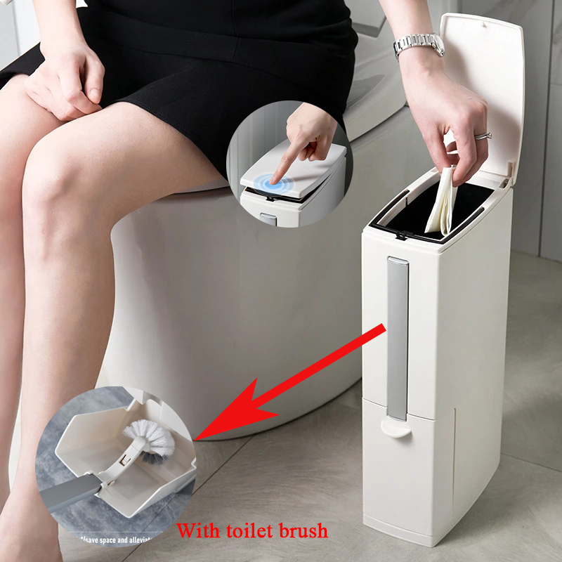 Smalle Prullenbak Badkamer Kan Met Toiletborstel Vuilniszak Houder Afval Thuis Plastic Vuilnis Vuilnisbak