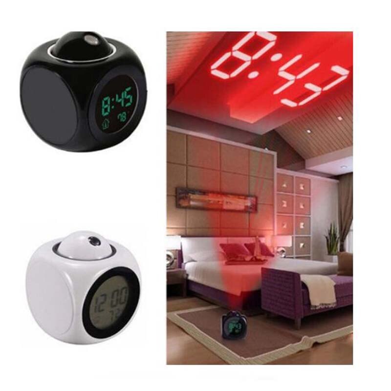 1PC Digital Alarm Clock Talking Voice Prompt Projection Snooze Popular Thermometer LED Display Time Multifunction