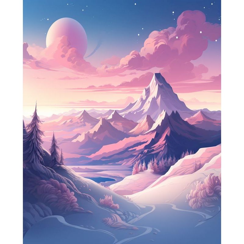 Foto benutzer definierte Malerei nach Zahlen See stück Kits für Erwachsene rahmenlose Ölgemälde nach Zahlen auf Leinwand Landschaft DIY digitale Farbe: plum / 50x50cm