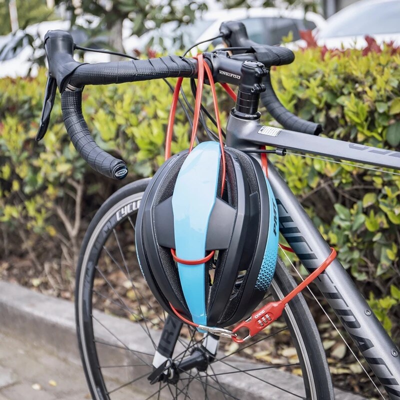 Fiets Steel Cable Lock Helm 1800Mm Verlengkabel Code Voor En Achter Wielen