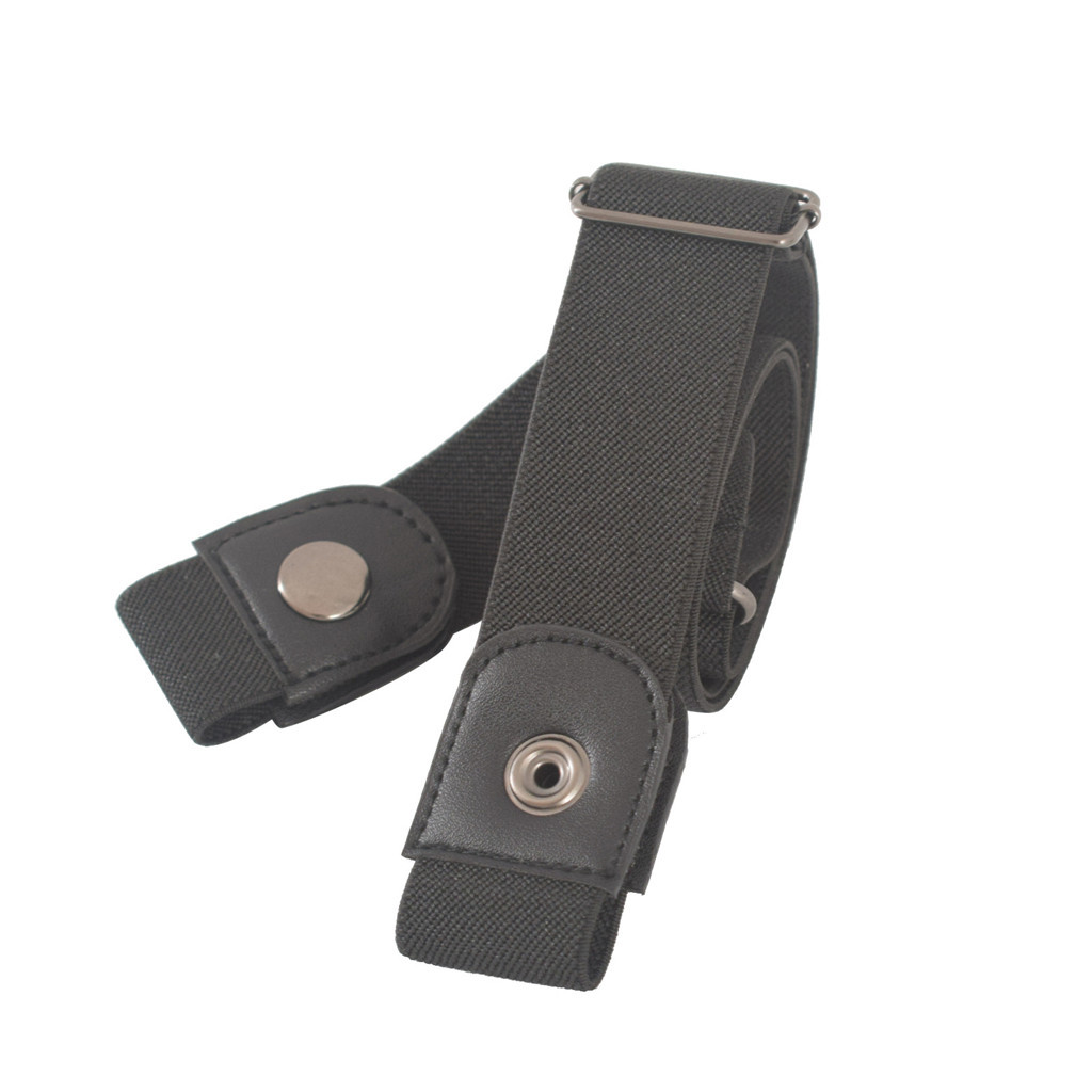 Invisible Lazy Buckle-Free Elastic Waist Belt Stretchy Women Men For Jean Pants Dress Waistband Adjustable No Hassle Girdle Band: Black 