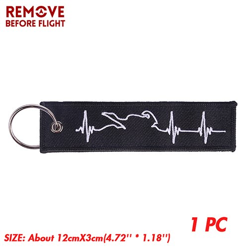 LLavero de para motorista, llavero de cadena con latido del corazón, etiqueta bordada, para motocicleta, coche, amante, llavero de cadenas: Default Title
